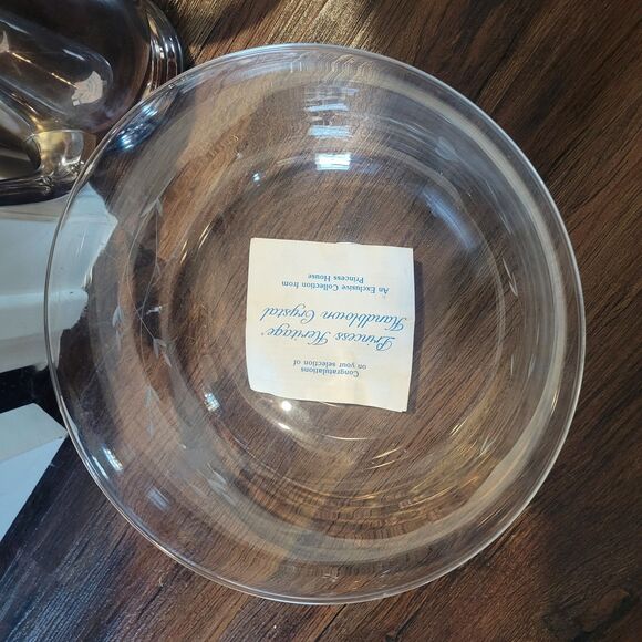 Princess Heritage Collection Crystal Serving Bowl Etched Footed Salad Fruit - Picture 9 of 9